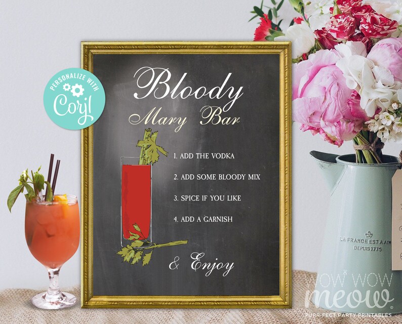 Bloody Mary Bar Sign Chalk Tags &amp; Tents Signs Printables | Etsy
