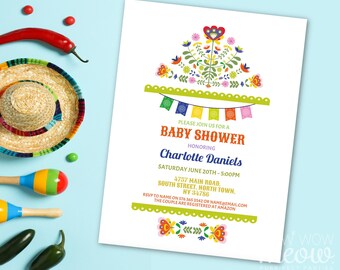 Fiesta Baby Shower Invitations Mexican Invite DOWNLOAD Mexico Girl Boy Twins Cinco De Mayo Party Editable Personalise Edit Printable WCBS074