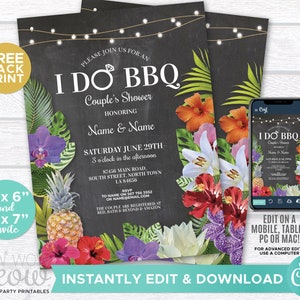 Aloha I Do BBQ Invitations Couple's Shower Floral Printable Invite Engagement Party INSTANT Download Personalize Editable Printable WCWI036 image 2