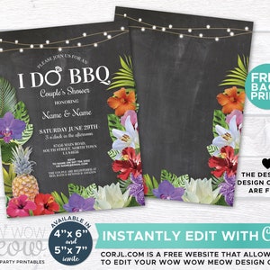 Aloha I Do BBQ Invitations Couple's Shower Floral Printable Invite Engagement Party INSTANT Download Personalize Editable Printable WCWI036 image 3
