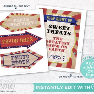 28 Vintage Circus Signs Printable INSTANT DOWNLOAD Direction Arrow ...