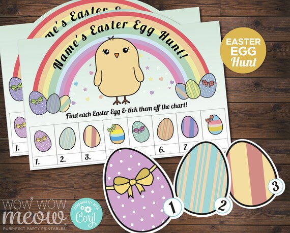 Easter Egg Scavenger Hunt Activity Chick Sheet Rainbow INSTANT