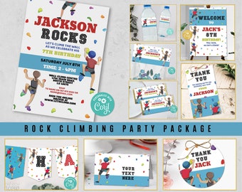 Rock Climbing Birthday Bundle EDITABLE Invitations Included Rock Wall Activity Package Digital Download Children's Kid's Party WCBK451