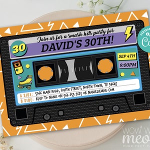90s Birthday Invitation Tape Any Age Smash Hits Music Disco INSTANT DOWNLOAD Nineties 1990s Party Personalize Edit Printable Digital WCBA267