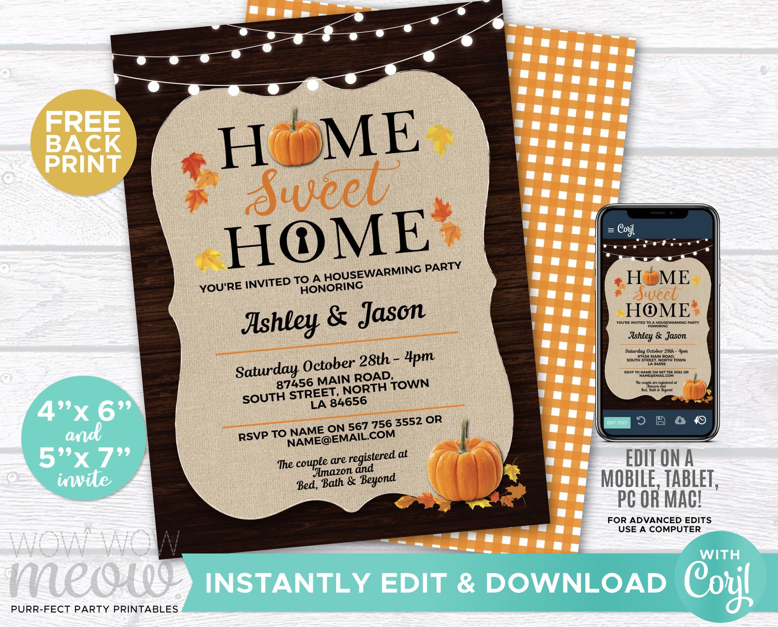 Fall Housewarming Pumpkin Invite New House Invitation Home Etsy UK