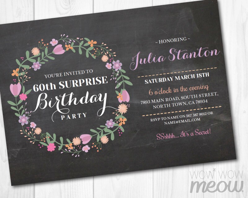 Surprise Birthday Invitations Women's 40th 50th 60th Any ...