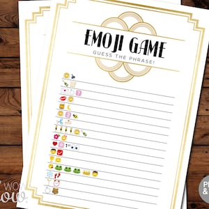 Art Deco bruids douche Emoji spel jaren 1920 Bachelorette afdrukbare INSTANT DOWNLOAD vrijgezellenfeest Games vrouw bruid Pictionary Emojis Fun Print BG8