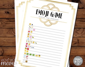 Art Deco Bridal Shower Emoji Game 1920's Bachelorette Printable INSTANT DOWNLOAD Hen Party Games Wife Bride Pictionary Emojis Fun Print BG8