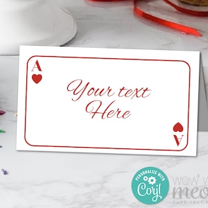 Cartes à jouer nourriture tente anniversaire nom lieux casino Las Vegas pays des merveilles mariage modifiable téléchargement boissons - tout texte imprimable WCBA002