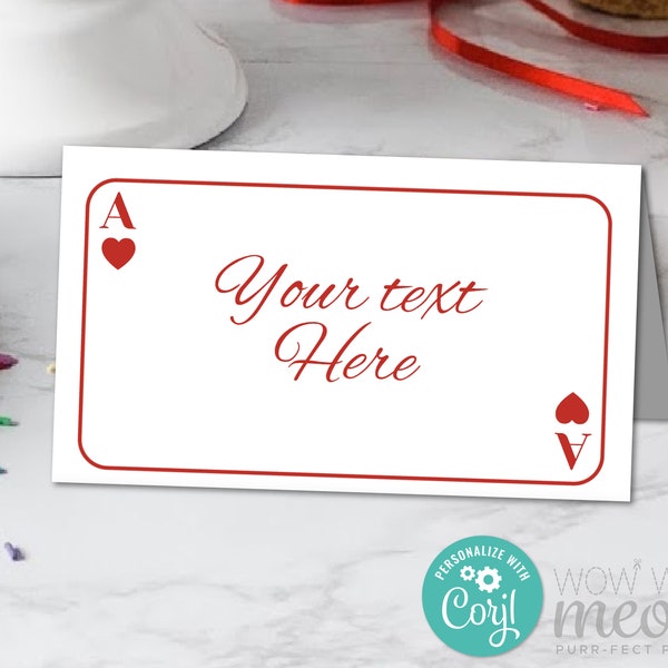 Playing Cards Food Tent Birthday Name Places Casino Las Vegas Wonderland Wedding Editable Download Drinks - Any Text Printable WCBA002