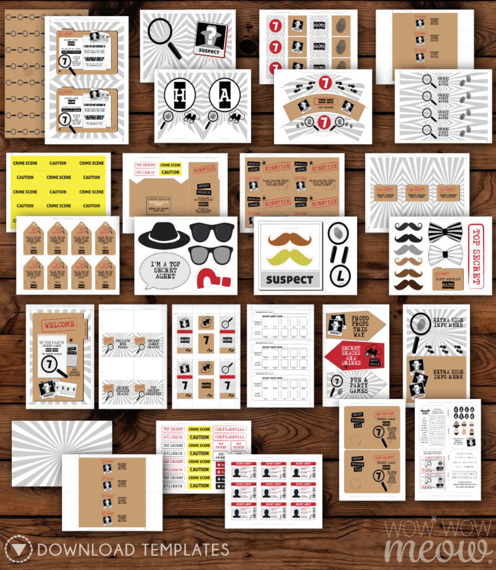 100 Pcs Detective Stickers - Secret Agent Spy Party Decorations & Waterproof Vinyl Decals