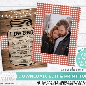 I Do BBQ Invitation Mason Jar Rustic Engagement Party Invite Couple Shower Printable INSTANT Download Personalize Editable Printable WCWI026 image 4
