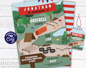 Obstacle Course Birthday Invitations Outdoor Adventure Park INSTANT DOWNLOAD Party Climbing Invites Zipline  Editable Printable WCBK298