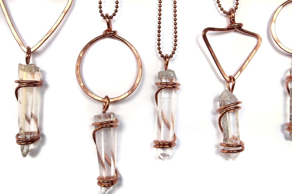 Copper Quartz Crystal Necklaces Clear Quartz Quartz Jewelry Etsy Italia