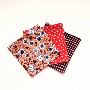 Handkerchief Pocket Square Reusable Tissue 100% Cotton Red Hemmed Edges Rolled by Hand Set or Single image 1