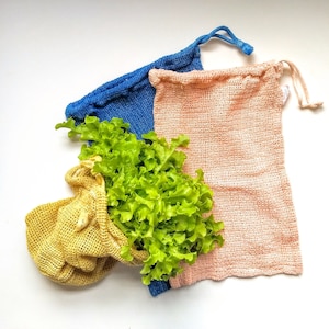 Mesh Produce Bag - Botanically Dyed - 100% Cotton Bulk Bag - Zero Waste Shopping - Washable