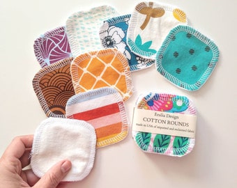 Reusable Cotton Rounds - Organic Cotton Flannel and Reclaimed Cotton - Zero Waste Makeup Removal Pad Set - Washable - Skin Care
