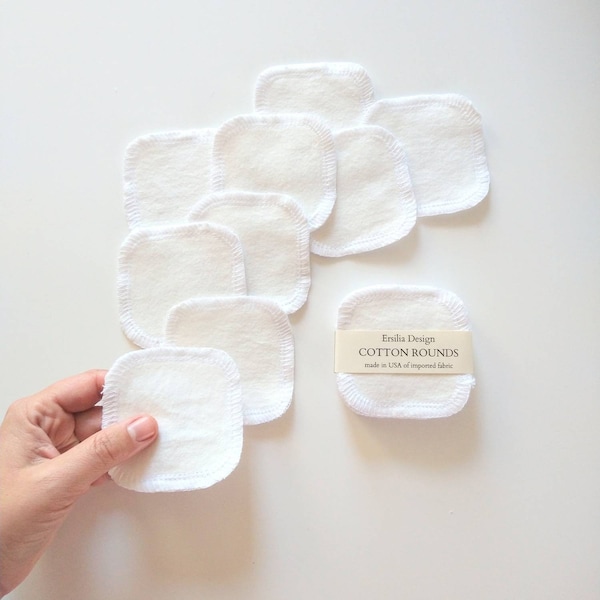 Reusable Organic Cotton Rounds 9 CT - Zero Waste Makeup Removal Pad Set - Organic Cotton Flannel