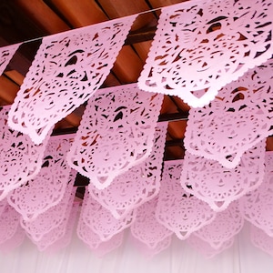 EN VENTA - Paquete de 5 Papel Picado Rosa Claro Grande, decoración de fiesta, carteles de fiesta, guirnaldas mexicanas para el primer cumpleaños, Fiesta del Cinco de Mayo.