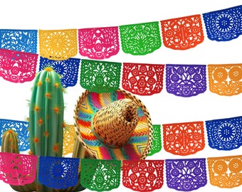 Plastic Picado Banners, 75 feet Long, Party Decorations, Cinco de Mayo, Mexican Fiesta Decoration, Taco party, Mexican Wedding, WS274