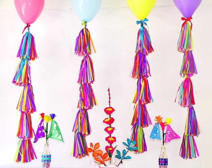 Balloon Tassels Tissue Paper Tassels Paper Picado Balloon Etsy