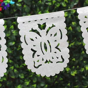 Small Mini White Banners, Five Pack, 20 Ft Long, Fiesta decoration, Cinco de Mayo, Papel Picado, Mexican Garland, image 10