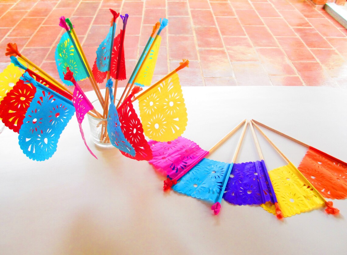 25 Mexican Paper flags Papel Picado Mexican party decor | Etsy
