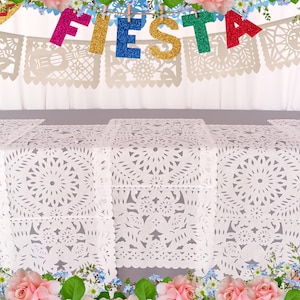 Mexico White table runners, 5 Pack 19x40 Inches, Mexican Fiesta Decorations,  Cinco de Mayo decorations, Mexico Wedding,