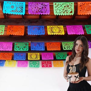 Papel Picado Banner, 5 pack/60 Ft, Mexico Paper Banner, Fiesta party decorations, Papel picado mexicano para fiesta, Mexico flag garlands