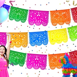 Extra Large Banners, 5 Pk, Taco Party, Over 80 feet Long, Cinco de Mayo Paper Picado Banners, Mexican Fiesta Decorations, Weddings, WS100A