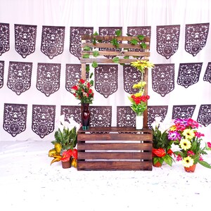 ON SALE - 5 Pack Large Black Papel Picado, Party decoration, party banners, Mexican first birthday garlands, Cinco de mayo Fiesta.