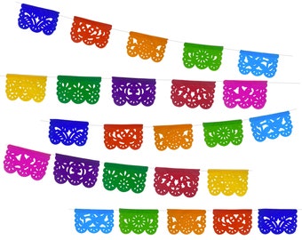 Papel picado, 5 Pack Mini Fiesta decoration, Paper garlands, Mini Mexican Banners, Colorful Decorations, First Fiesta birthday