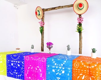 Mexico Table Runners 20x39 Inches, 6 PACK, Mexican Fiesta Decorations, Wedding Decor, Papel Picado, Cinco de Mayo