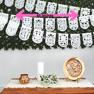 Small Mini White Banners, Five Pack, 20 Ft Long, Fiesta decoration, Cinco de Mayo, Papel Picado, Mexican Garland, image 8