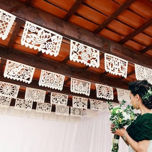 Ivory Plastic picado banners, 3 pk,  Fiesta banners, Papel picado, Cinco de Mayo, Mexican Wedding, Party Banners, Taco Tuesday.