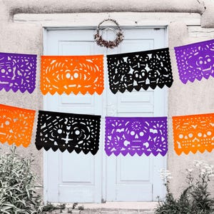 Papel Picado Banner, 5 pack/60 Ft, Mexico Paper Banner, Fiesta party decorations, Papel picado mexicano para fiesta, Day of the dead