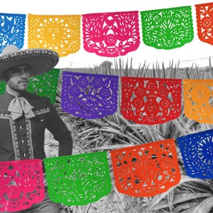 Plastic Picado Banners, 75 feet Long, Party Decorations, Cinco de Mayo, Mexican Fiesta Decoration, Taco party, Mexican Wedding, WS274