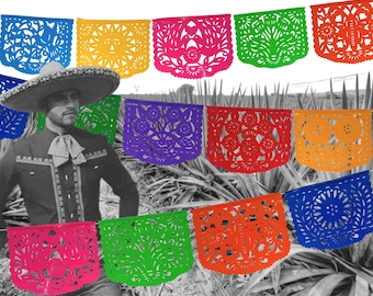 Plastic Picado Banners, 75 ft, Mexican Fiesta Party Decor