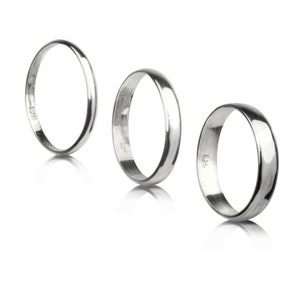 Aliança de prata lisa, espessura de 2 mm, 3 mm e 4 mm, aliança de casamento, aliança de prata, anéis midi