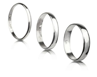 Plain Silver Band Ring in 2mm, 3mm and 4mm thickness