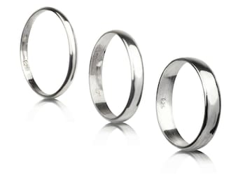 Plain silver band, 2mm, 3mm and 4mm thickness,wedding band, silver band, midi rings