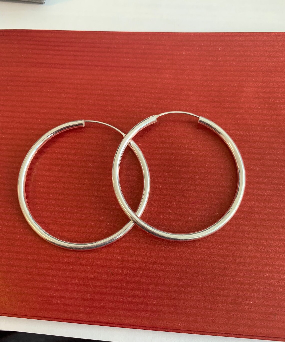 Silver hoops thick hoops 50mm silver hoops 925 sterling Etsy