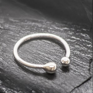 Verstelbare sterlingzilveren ring met twee kralen, verstelbare ring, ring met twee kralen, verstelbare ring