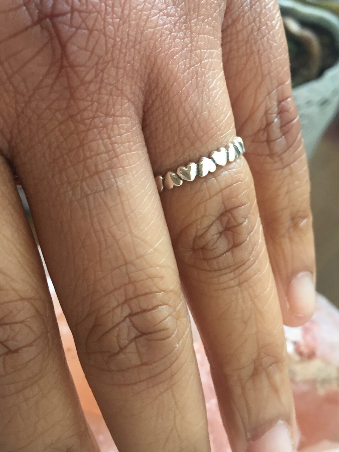 925 Sterling Silver, Tiny Hearts Band, Nickel Free, Everyday Wear