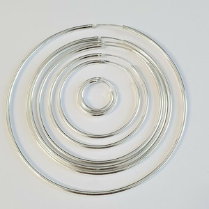 Hoops earrings, Sterling silver hoops, everyday wear 2mm thickness, various sizes