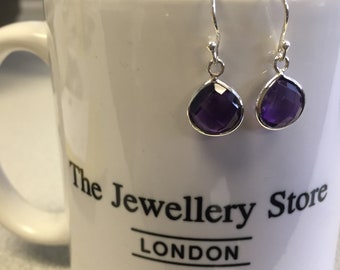 Sterling Silver Earrings, Amethyst Earrings, Hook Earrings, Teardrop Earring, dangling earring, Purple Amethyst teardrop earrings