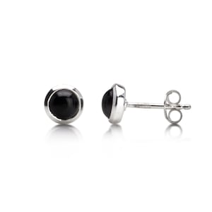 925 sterling silver stud genuine Black Onyx 6mm round, everyday wear