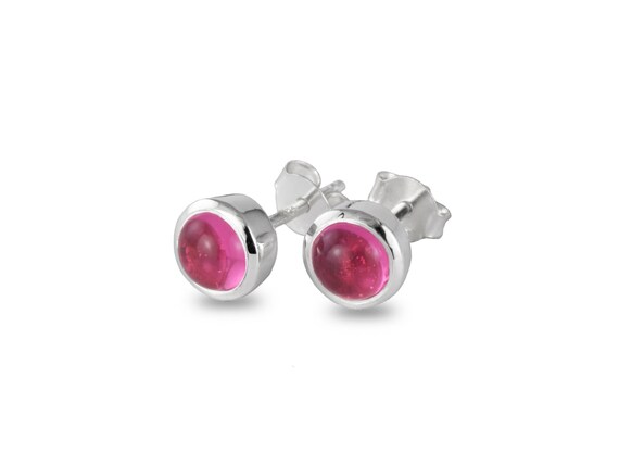Sterling Silver Pink Tourmaline Stud Earrings Sterling Silver Pink Tourmaline Stud Earrings