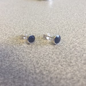 925 Sterling Silver studs,genuine Blue Sapphire, birthstone for September,  5mm round, zodiac, faceted
