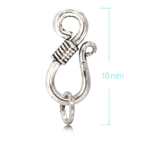 Handmade S-Hook Clasp in Nickel-Free Sterling Silver, 18mm - TJS